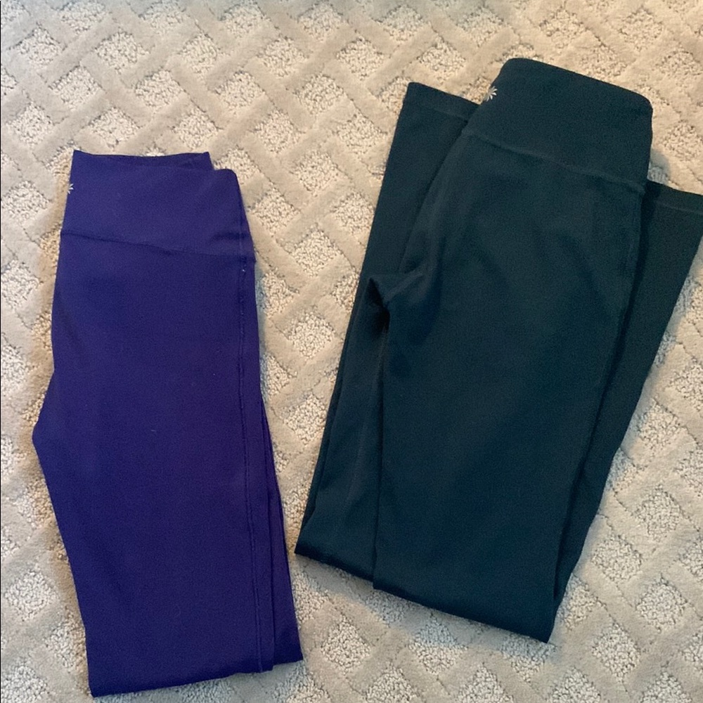 Athleta Kids Leggings Set - green flare and purple chit chat, size L